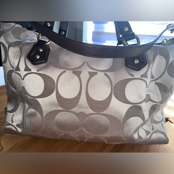 Coach signature large sateen and leather book tote bag - Picture 6 of 16